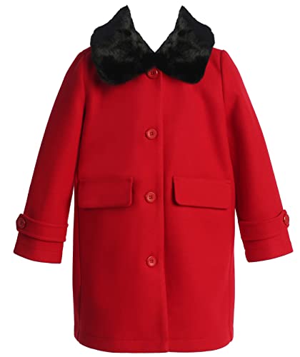 Image of Big Girls Girls Dress Coat Long Sleeve Collar Thick Wool Trench Coat Jacket Christmas Red 16 (40JKS50)