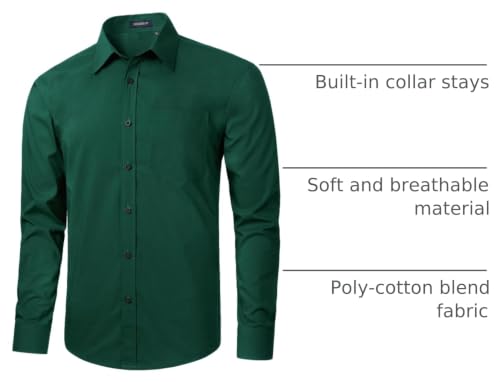 Image of HISDERN Mens Dress Shirts Long Sleeve Button Down Casual Shirts for Men Inner Contrast Formal Business Tuxedo Wedding Shirt
