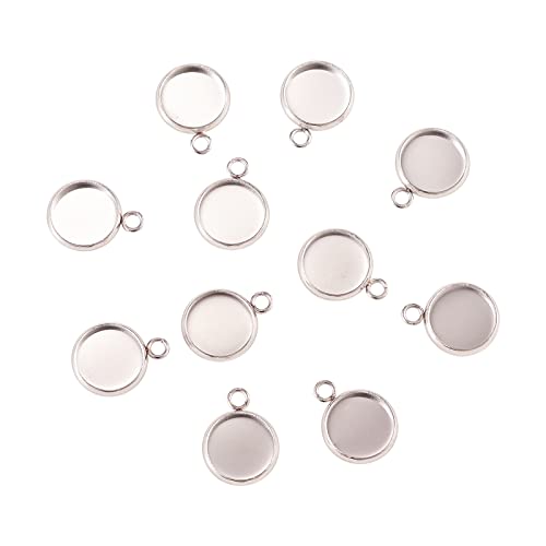 Airssory Lot de 50 cabochons ronds plats en acier inoxydable 304 pour fabrication de bijoux - 15 x 12 mm Cover