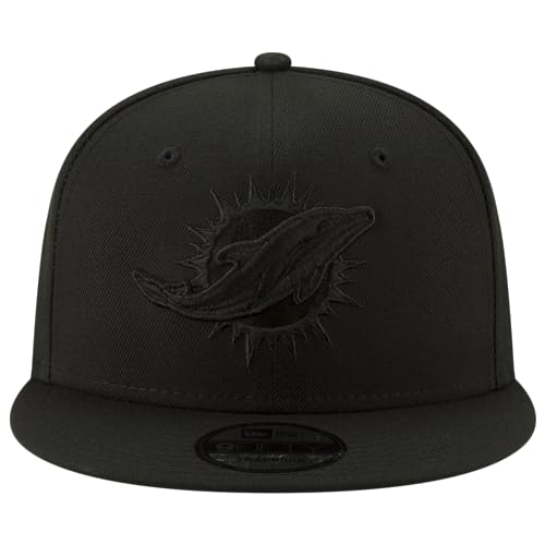 New Era NFL 9FIFTY Black On Black Adjustable Snapback Hat Cap One Size Fits All, Miami Delfine, Einheitsgröße – Ansicht 2