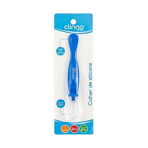 Colher Silicone Ponta Dupla Colors Azul, Clingo, Azul