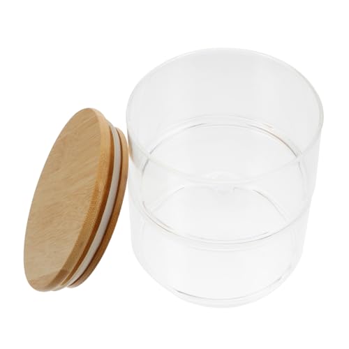 Frcolor ガラス製フードキャニスター密閉蓋付き保存容器 重ね置き可能なフルーツサラダボウル 食品ソースディッシュ 家用キッチン収納用