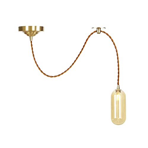Lámpara de techo colgante de cristal y latón dorado con altura ajustable de 6 luces