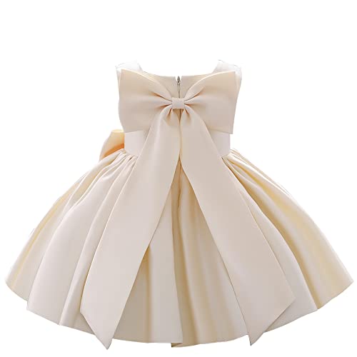 IADOER Girl Flower Design Dress Sleeveless Flower Design Princess Wedding Dress for Toddler and Baby Girl Apricot