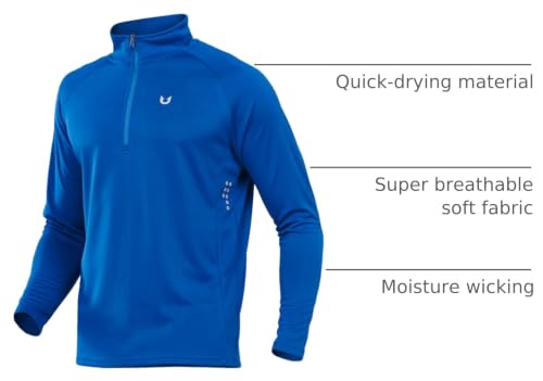 Image of NORTHYARD Men's Quarter Zip Pullover Athletic Running Shirt Long Sleeve | 1 /4 Zip Top, Quick Dry Lightweight, Moisture Wicking Breathable, Reflective Strips, Performance Workout Gym, Hiking Sports