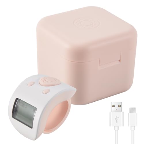 Srutueo Mini Digital LCD Electronic Finger Ring Hand Tally Counter 6 Digit Rechargeable Counters Clicker-White