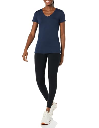 Image of Amazon Essentials Women's Active Quick Dry Tech Stretch Short-Sleeve V-Neck T-Shirt (Available in Plus Size), Pack of 2