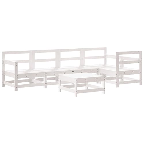 Salon de jardin pin massif blanc modulable pour petits espaces - 3