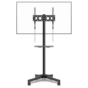 XINLEI TV Ständer Rollbar,Fernsehständer mit Rollen für 21-60 Zoll Flat Curved Panel TVs bis zu 35kg Höhenverstellbarer TV Rollwagen Wagen mit Rollen Max VESA 400x400mm ML55A