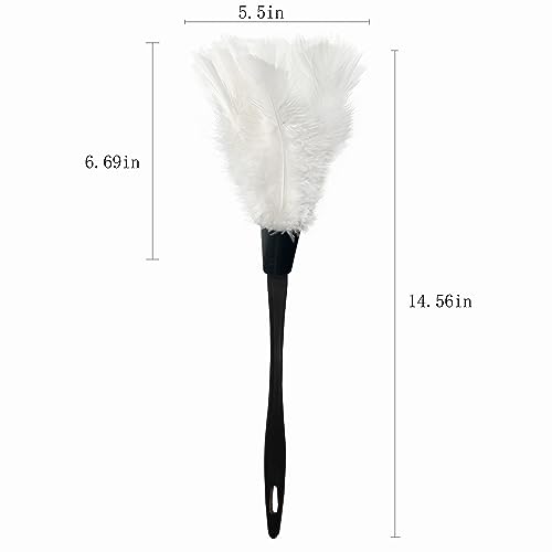 Image of 14 Inch Turkey Feather Duster - Lightweight Cleaning Brush for Home, Office, Furniture, Blinds, and Electronics (White)