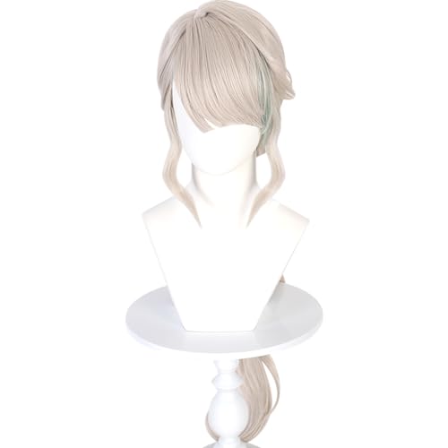 Gray with Blue Long Wig for Lynette Cosplay From Game Genshin Impact Synthetic Heat-Resistant Hair