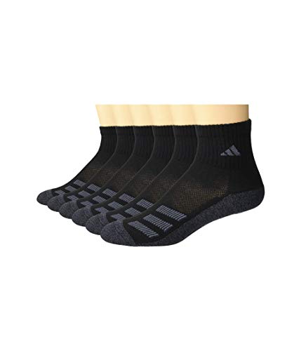 adidas Meias infantis para meninos/meninas com listras angulares acolchoadas (6 pares), Preto/cinza