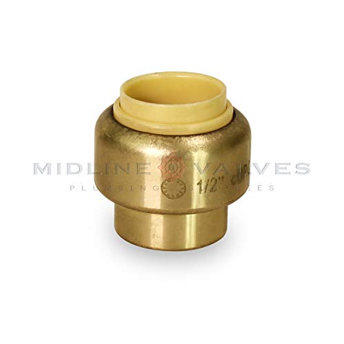Pushlock UPSE12 Plug End Cap Pipe Fitting Push to Connect Pex Copper, CPVC, 1/2 Inch, Brass - Thumbnail 3