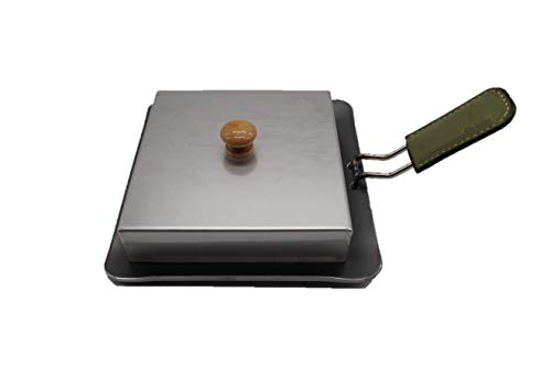 oka-d-art 黒皮鉄板 ミドルタイプ 【 ステンレス製蓋付き 6点セット 】 200角用 (フラワーグリーン, 3.2)