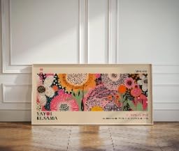 Grand format affiche florale abstraite japonaise avec cadre interieur