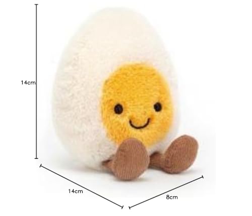 Jellycat Amuseable Happy Boiled Egg - L: 4 cm x l: 8 cm x h: 14 cm, White, 14 cm (H) x 4 cm (L) x 8 cm (W) - Image 2