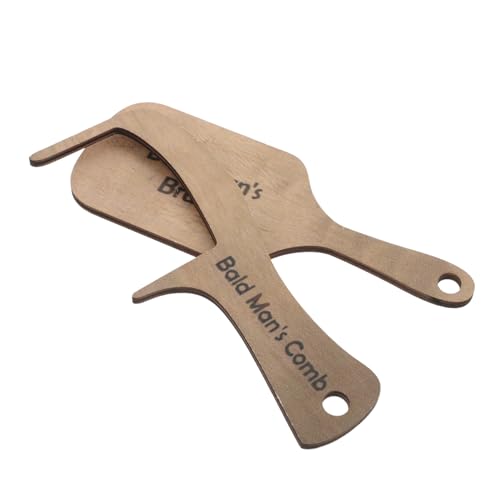 minkissy 2個木製ヘアコーム ハゲ用 コーム 無歯 デザイン 面い ヘアブラシ 男性向けグルーミングツール ハロウィン パーティー 向け ノベルティ