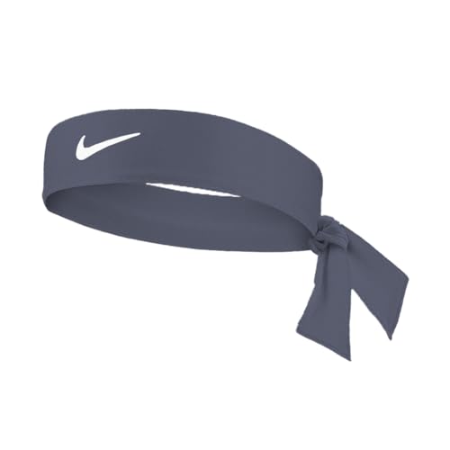 Nike Dri-Fit Premium Swoosh Sport Head Tie, Soft & Sweat-Wicking,1.5 inches Width Wide, Unisex (Thunder Blue/White)