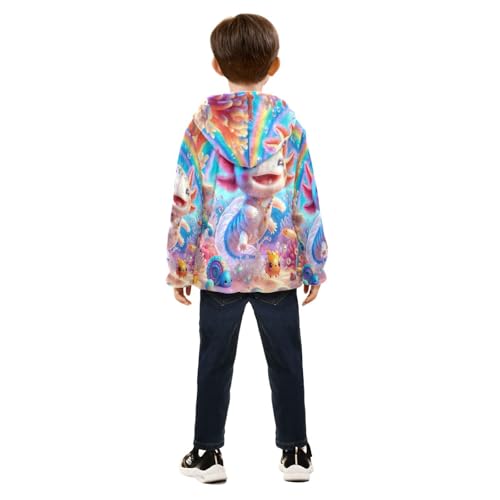 Cute Underwater Creature Scene Toddler Fleece Jacket Girl Boys Hooded Fleece Jacket Coat Warm Outwear Zip-up 3-10T4