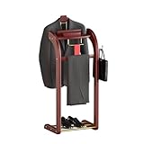 Qcesorib Stummer Diener aus Massiv Holz Stummer Diener in Holz Herrendiener Stummer Diener Herrendiener Stummer Diener Kleiderständer mit Hosenständer, Tablett, Schublade, für Schlafzimmer