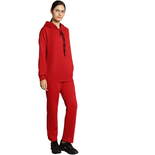Image of Mack Jonney Solid Hooded Cotton Fleece tracksuit Co-Ord Set for Women-MACK32729