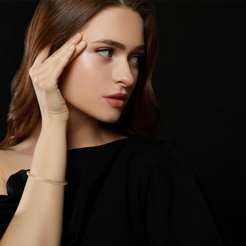 Pulsera de cadena foxtail bañada en oro 14k unisex miniatura 6