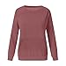 Women Crewneck Long Sleeve Sweatshirts Solid Color Pullover Tops No Hood Fall Fashion Comfort Sweaters with Pocket (Dark Red,Medium)