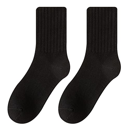 Calcetines de color sólido para mujer, de tubo medio, otoño y Qinter, calcetines largos de algodón puro, calcetines Mom Said (negro, talla única)