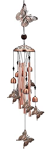 RAYTIAN Wind Chimes Butterfly Wind Chimes for Outside Deep Tone Large Wind Chimes Outdoor Clearance,33 inches Waterproof Metal Windchimes Outdoors with Hook Wind Chime for Garden Patio Decor