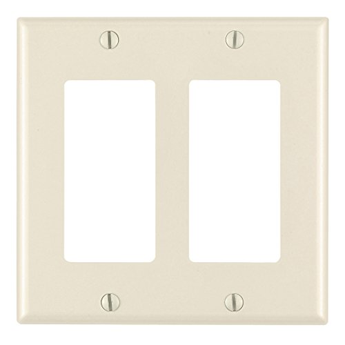 Leviton 2-Gang Decora/GFCI Device Wallplate, Standard Size, Thermoset, 80409-T, Light Almond