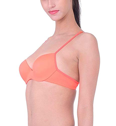 Image of Brachy Women's Polycotton Padded Underwire Push Up Bra Orange