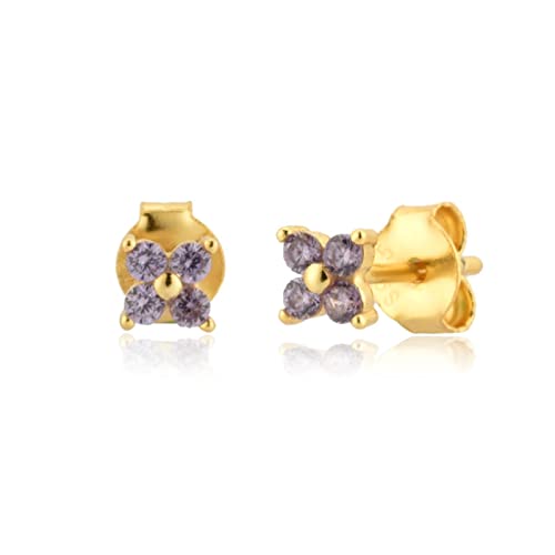Boucles d'oreilles Argent 925 violettes style croix pour vos soirées élégantes