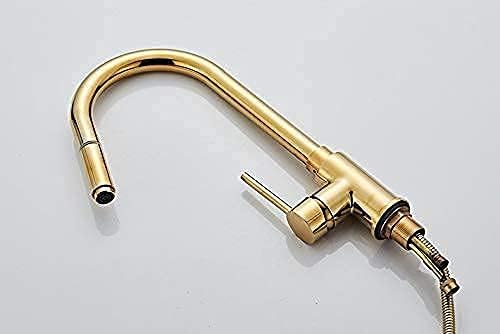 -Taps,Faucets,Hot Cold Golden Pull Out Spray Head Kitchen Faucets 360 Rotation Kitchen Mixer Tap Single Lever Mixer Tap Kitchen Sink Cold Hot Water Tap/D(D)