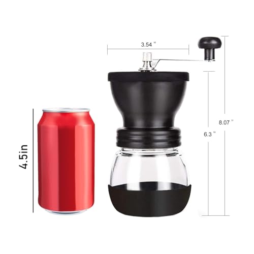 Foto von PARACITY Kaffeemühle mit Keramikmahlwerk, Kaffeemühle manuell, mit 2 Gläsern (je 11 oz) Edelstahlgriffe, kaffeemühlen für Filterkaffee, Espresso, French Press