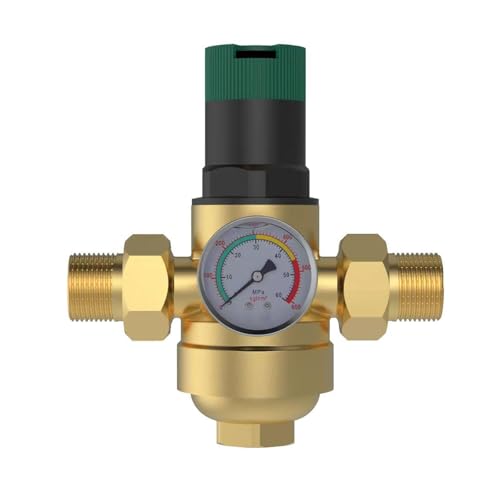 Reducteur de Pression eau, 3/4 Pouces Reducteur de Pression, avec Manomètre, Réducteur de Pression D'eau, Laiton, Réducteur de Pression eau, pour Filtrer Les Impuretés Dans L'eau