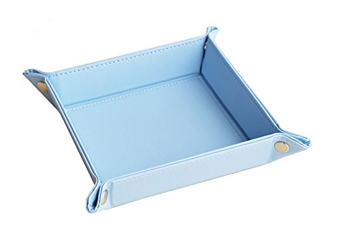 Full PU Bijoux en cuir Catchall Clé Téléphone Coin Boîte Valet Plateau, HomeYoo Changer Caddy Organisateur De Stockage De Chevet (Bleu)