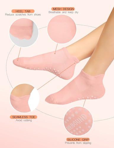 LUYAA 5 pares de meias femininas com aderência de Pilates, antiderrapante, ioga, hospital, para balé