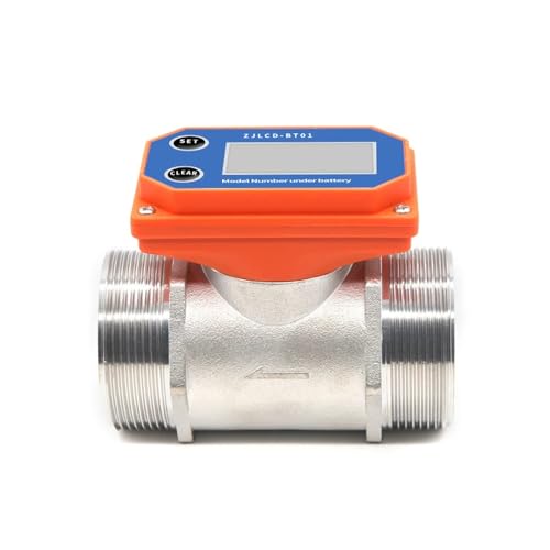 Caudalímetro digital DN15 en acero inoxidable con pantalla LCD y rosca macho para riego de granja