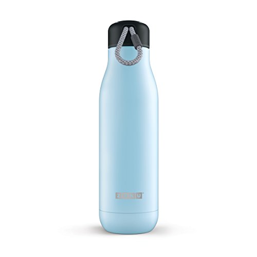 Zoku 750 ml Botella de Agua, Acero Inoxidable, luz Azul, 8 x 8 x 28,2 cm