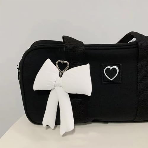 Image of Pink Bow Keychain Bag Charms Y2K Bowknot Plaid Keychains Coquette Aesthetic Purse Handbag Backpacks Charms (White)