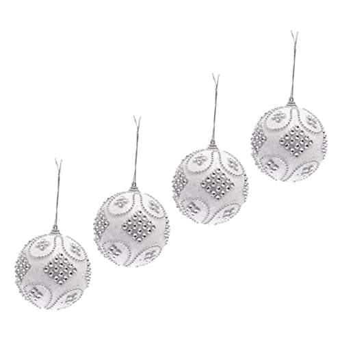 Nolitoy 4Pcs Christmas Balls White Decorations Christmas Tree Ornaments Colorful Decor Balls White Mini Christmas Foam Balls Shatterproof Balls Ornaments Christmas Baubles Foam #TOP21