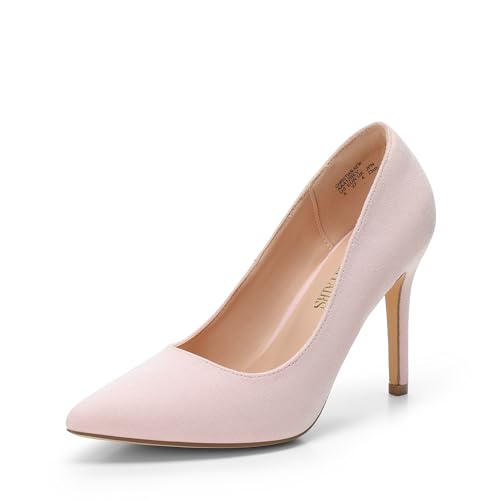 DREAM PAIRS Women's Closed Toe High Heels Dress Pointed Toe Wedding Pump Shoes 8 Pink/Suede