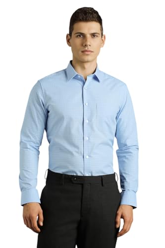 Image of Louis Philippe Men's Slim Fit Easy to Iron Everyday wear Premium Cotton Full Sleeve Textured Formal Shirt