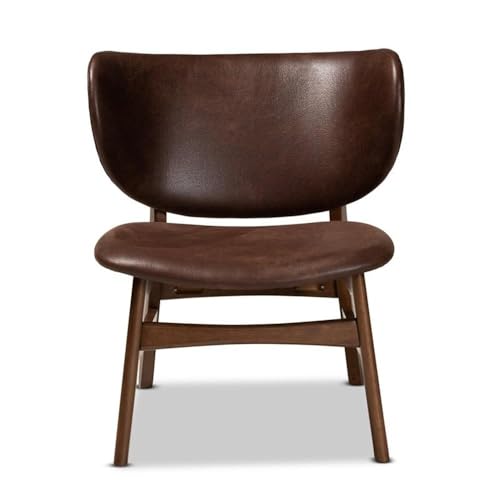Sillón moderno marrón con efecto cuero sintético miniatura 4