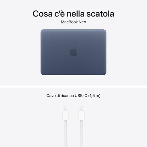 MacBook Neo 13'' con chip A18 Pro: progettato per l’AI e  Intelligence, display Liquid Retina, 512GB di archiviazione SSD, videocamera FaceTime HD a 1080p, Touch ID – Indaco - Notebook - Immagine 5