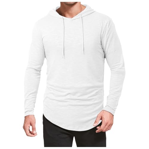 Sudadera con capucha blanca para hombre en talla L manga larga ligera y transpirable
