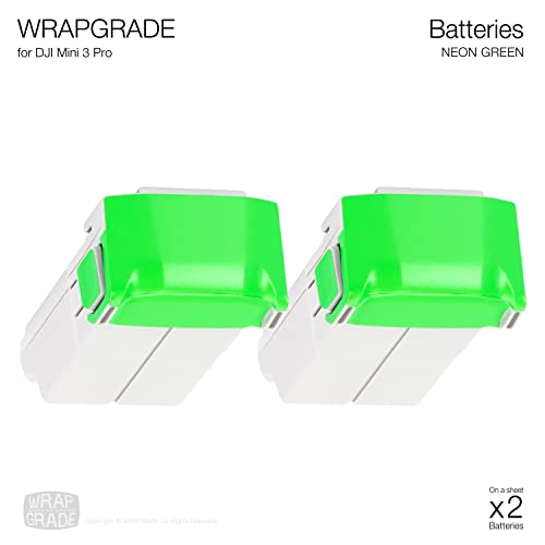 Image of WRAPGRADE Skin Stickers Compatible with DJI Mini 4 Pro /Mini 3 Series | Two Batteries (NEON Green)
