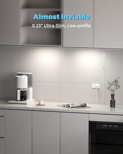 Image of ASOKO HOME Dimmable USB Under Cabinet Lights - 3 Pack 12 inch Linkable LED Strips, 4000K Daylight for Kitchen, Desk, Workbench