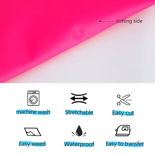 Image of guangyintong Glow in The Dark Heat Transfer Vinyl HTV Rolls, 12 inch x 8ft Luminous Pink Iron on Vinyl for T-Shirts Costumes, PU Elastic HTV Vinyl for All Cutter Machines Easy to Cut & Weed