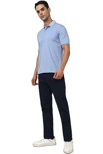 Image of Peter England Men's Premium Branded Regular Fit Half Sleeve Polo T-Shirt | Cotton Rich | Birds Eye Interlock Weave| No Pocket